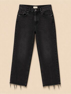 PacSun Dad Jean Black Washed High Rise Straight Leg Raw Hem Jeans Size 28